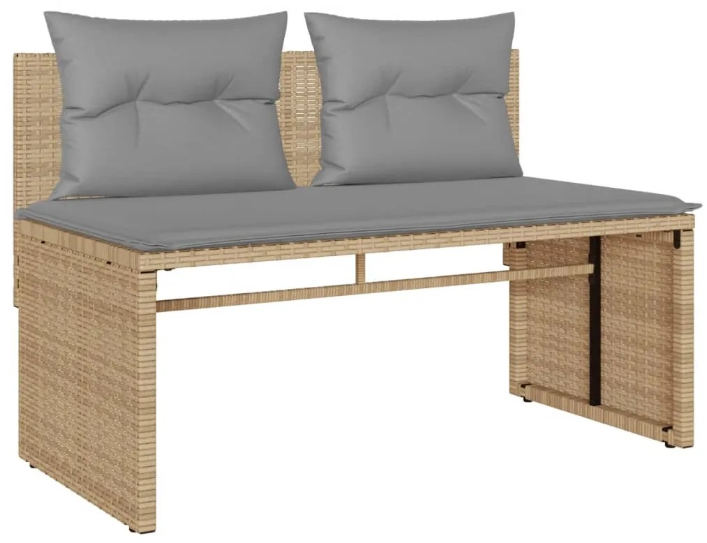 Set divano da giardino 4 pz con cuscini beige in polyrattan