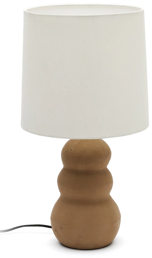 Kave Home - Lampada da tavolo Madsen di terracotta e paralume bianco