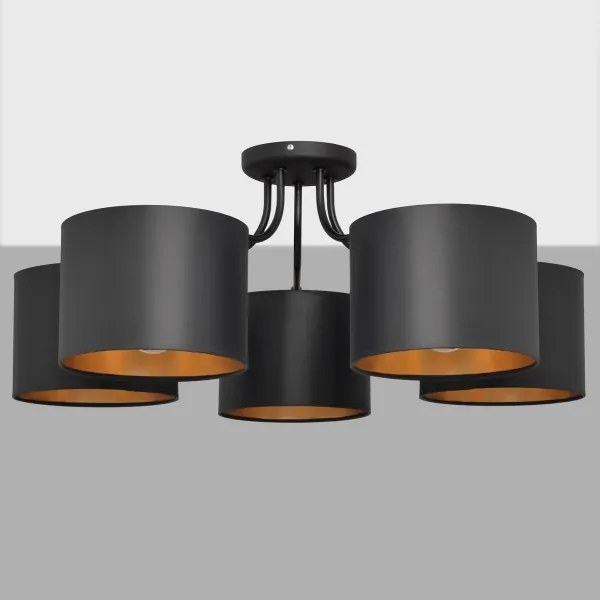 Lampadario a plafone ALBA 5xE27/15W/230V nero/dorato