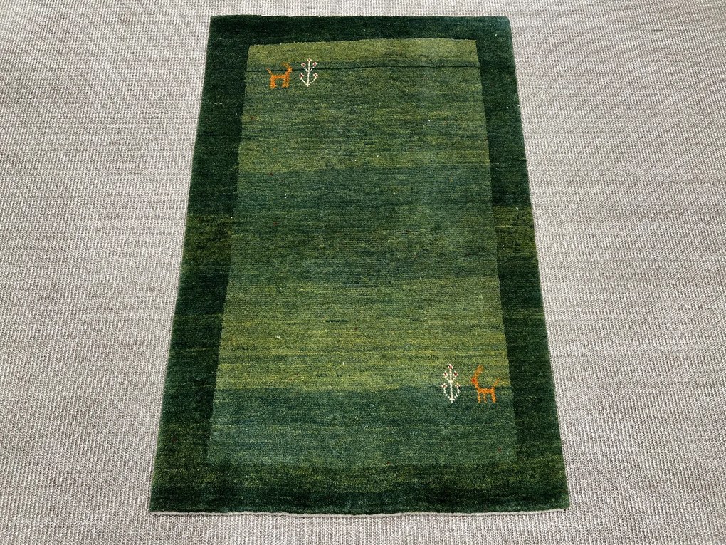 Gabbeh Tappeto 80 x 120 Verde (Iran) Annodato A Mano