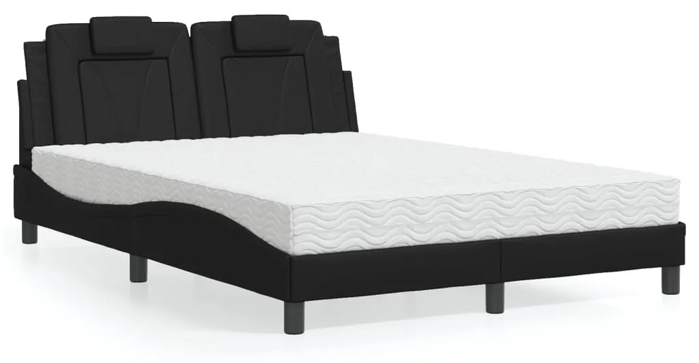 Letto Con Materasso Nero 140x190 Cm İn Similpelle /