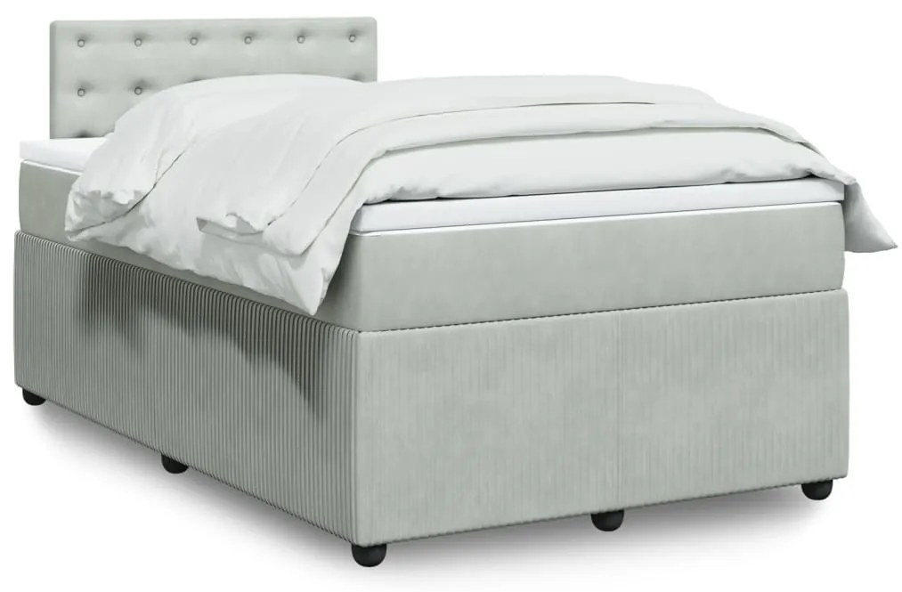 Giroletto A Molle Con Materasso Grigio Chiaro 120x190cm Velluto /