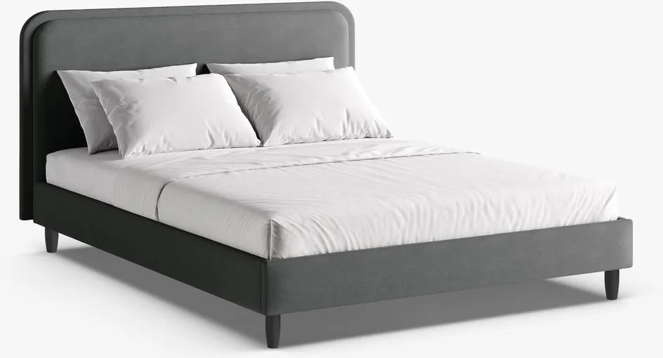 Letto imbottito Aveline in tessuto strutturato Wind - 200x200 cm