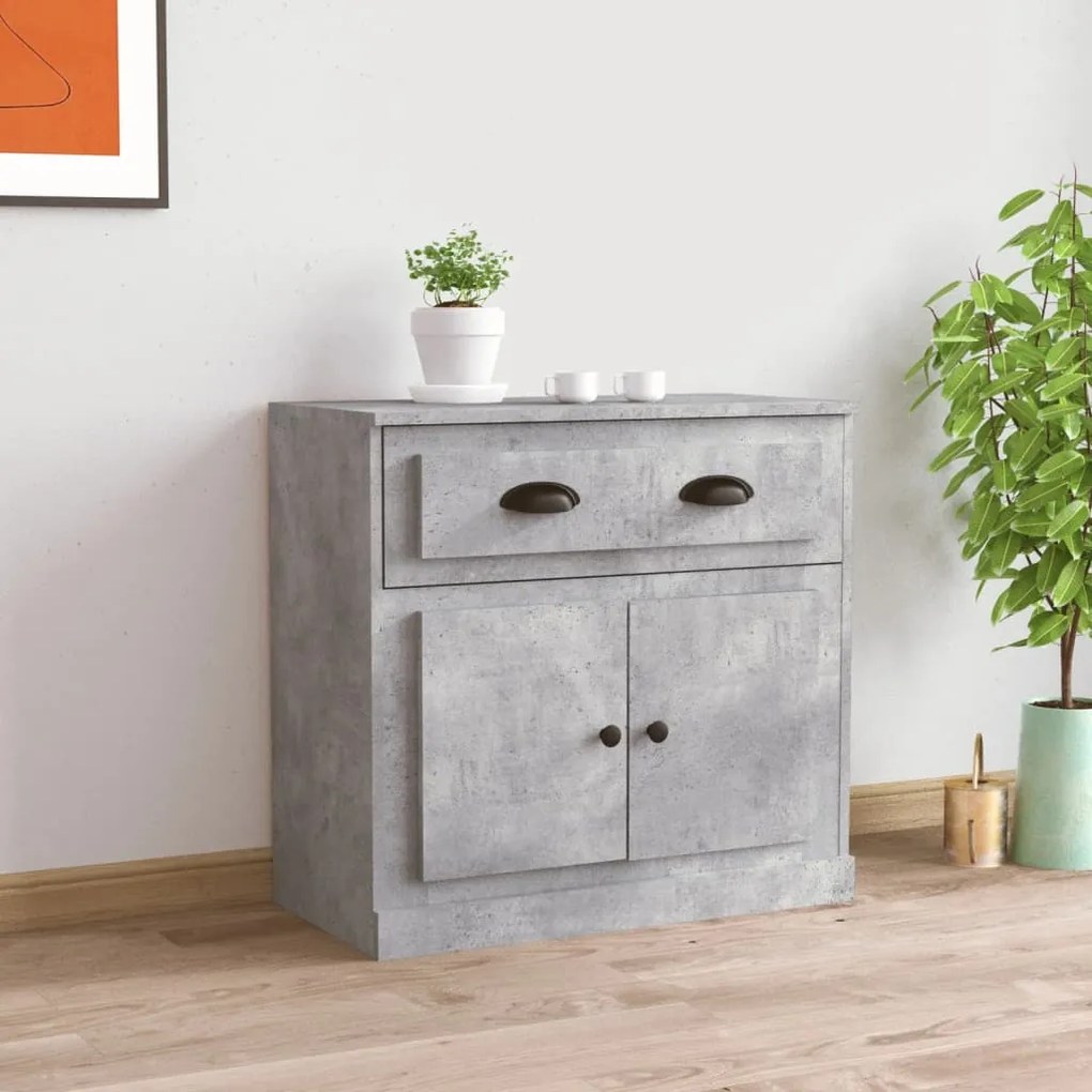 Credenza grigio cemento 70x35,5x67,5 cm in legno multistrato