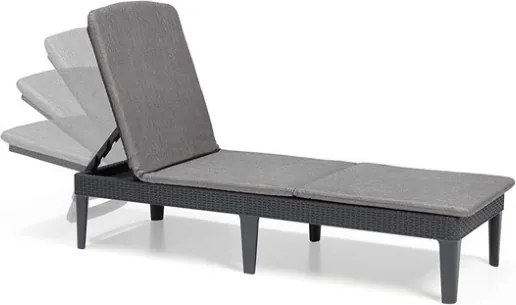 Lettino Prendisole In Resina Effetto Rattan Intrecciato Con Cuscino Jaipur Allibert Graphite