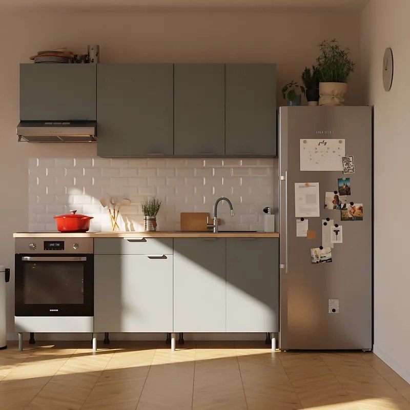 Cucina in kit DELINIA Eleki grigio 3 basi e 3 pensili L 200 cm