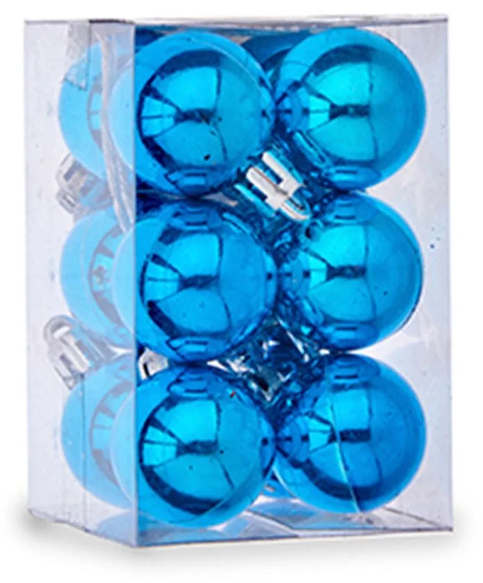 Set di palline di Natale Ø 3 cm Azzurro Plastica 12 x 6 x 6 cm (12 Unità)