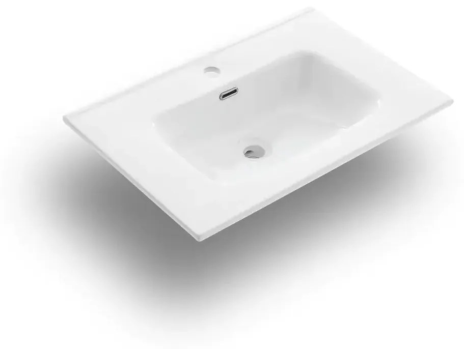Mobile Bagno Sospeso Effetto Pietra 80cm Due Cassetti e Specchio con Lampada