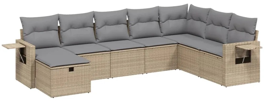 Set divano da giardino 8 pz con cuscini beige misto polyrattan