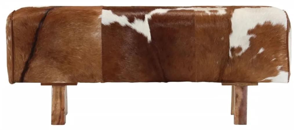 Panca marrone e bianca 110x30x45 cm in vera pelle di capra