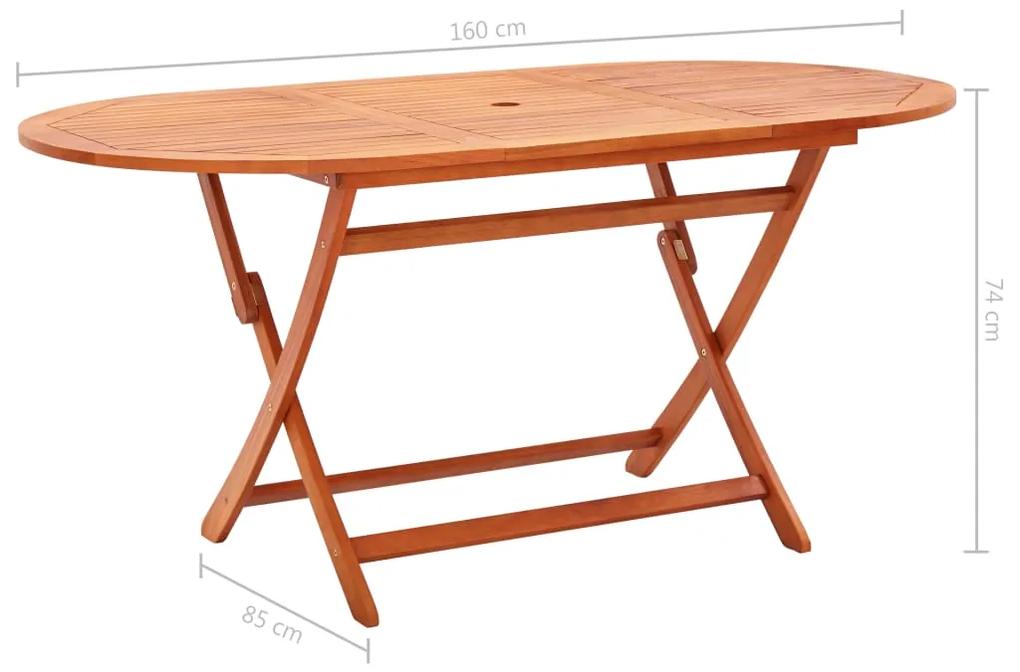 Tavolo da Giardino Pieghevole 160x85x74 cm in Legno Eucalipto