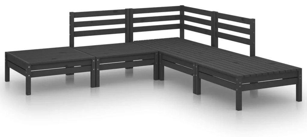 Set Salotto da Giardino 5 pz in Legno Massello di Pino Nero