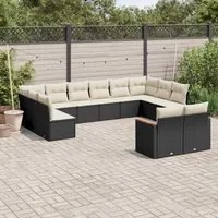 Set Divani da Giardino 12 pz con Cuscini Nero in Polyrattan 3258843