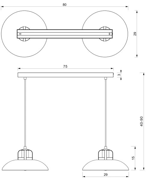 Lampadario su filo FELIX 2xE27/60W/230V verde