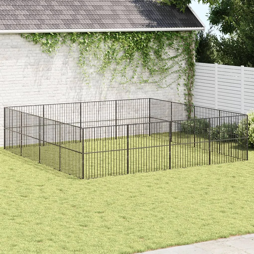 Box per cani 16 pannelli nero acciaio zincato