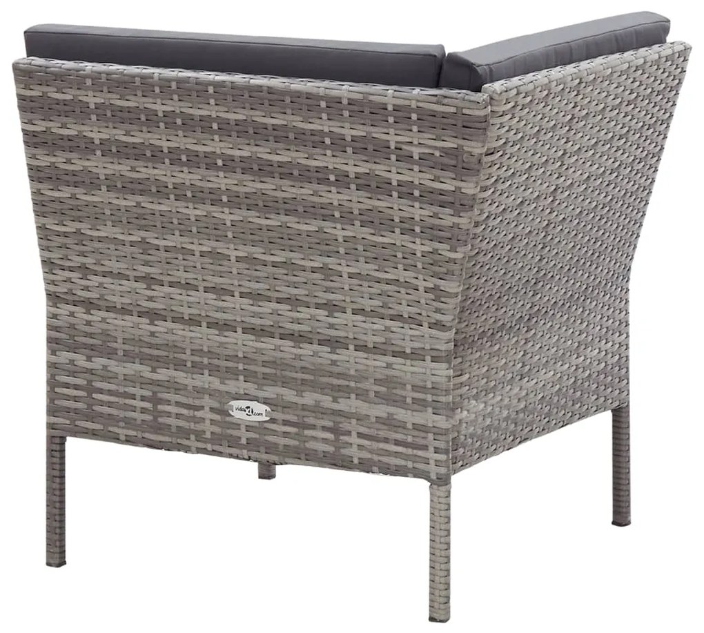 Set Divani da Giardino 6 pz con Cuscini in Polyrattan Grigio