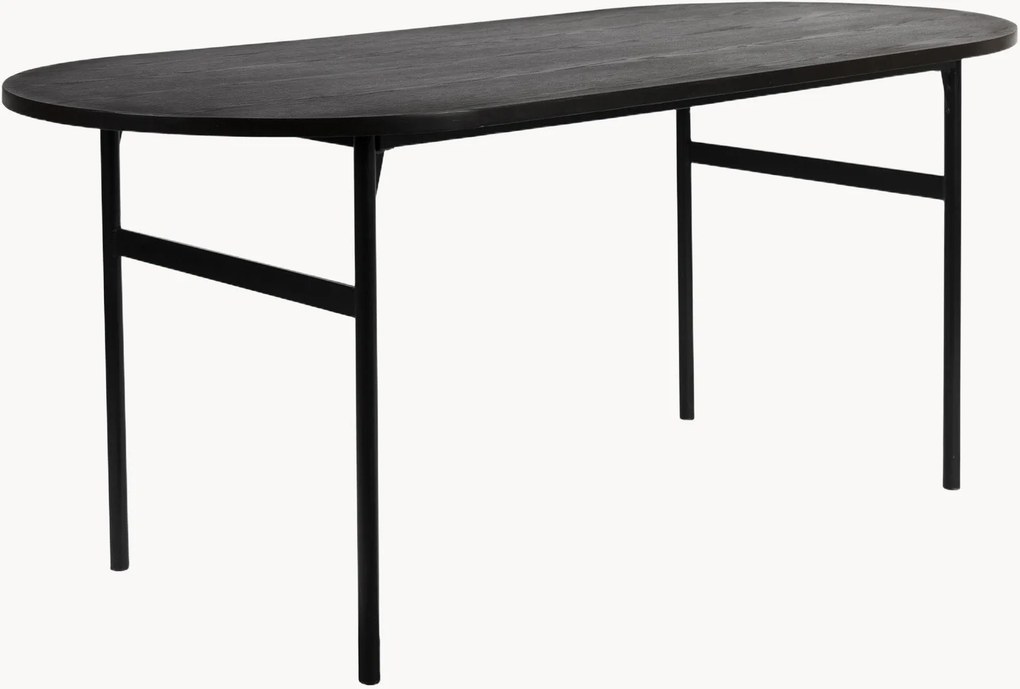 Tavolo ovale con piano effetto legno Marcio, 180 x 80 cm