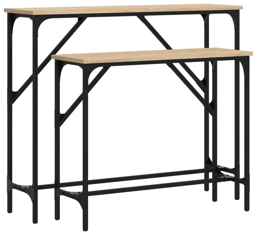Tavolini consolle 2 pz rovere sonoma in legno multistrato