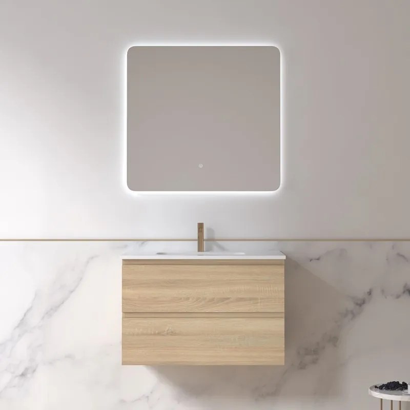 Kamalu - Mobile bagno 80 cm lavabo integrato legno chiaro | KAM-HR80