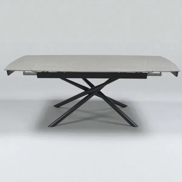 Tavolo design Veral 160-240x90 cm top marmo grigio con gambe nere