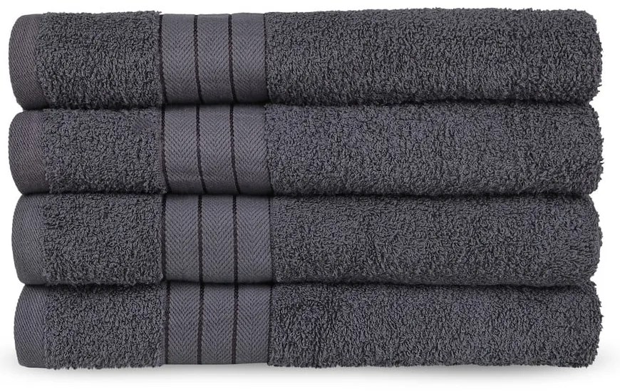Set di 4 asciugamani in spugna di cotone antracite 50x100 cm - Good Morning
