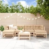 Set Divani da Giardino 7 pz con Cuscini in Legno Massello 3185948