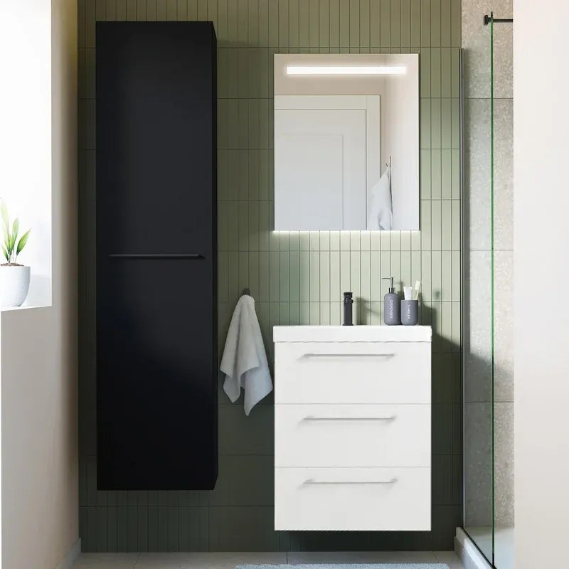 Mobile sottolavabo e lavabo Remix New per vasca centrale bianco lucido L 60 x H 73 x P 33 cm 3 cassetti