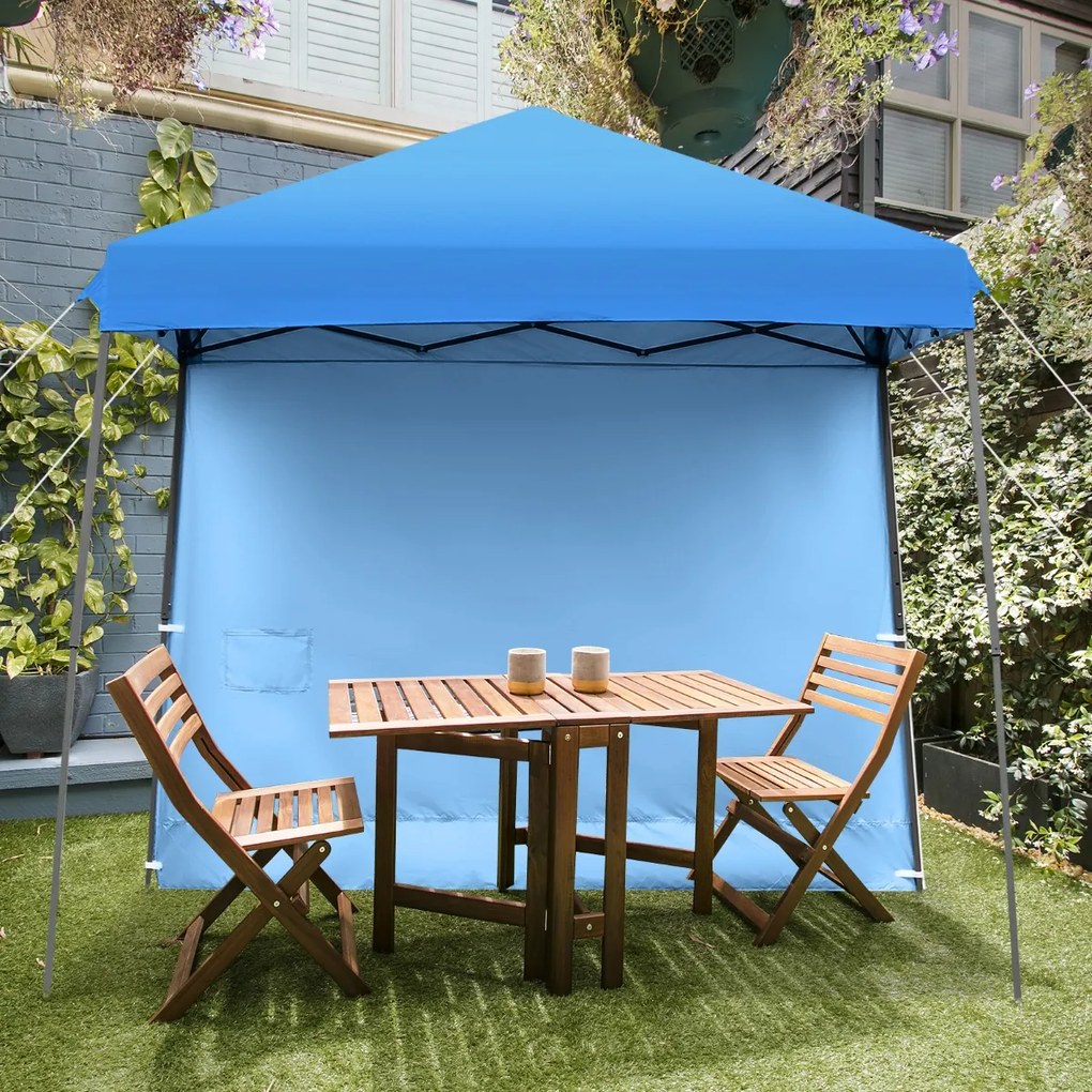 Costway Tenda con parete laterale smontabile e altezza regolabile, Gazebo pieghevole con borsa con rotelle Grigio/Blu