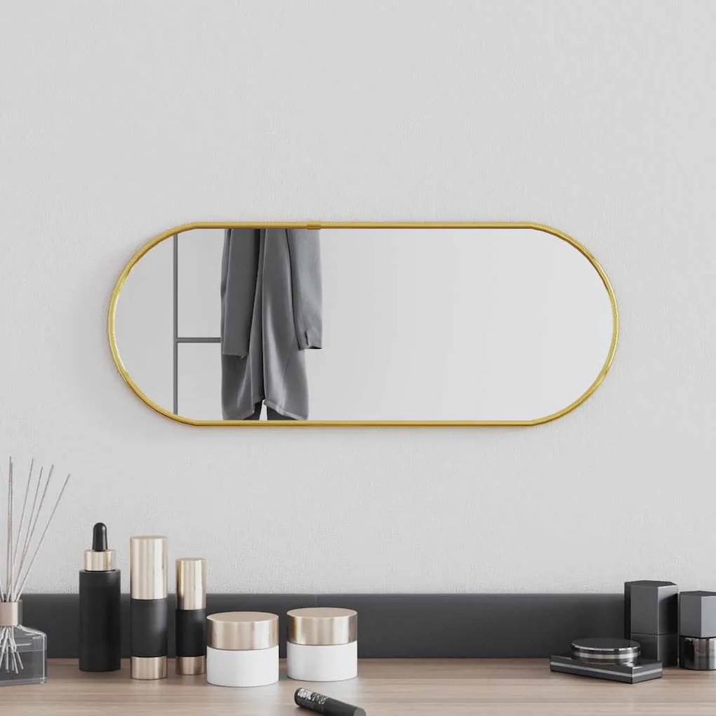 Specchio Da Parete Dorato 50x20 Cm Ovale /