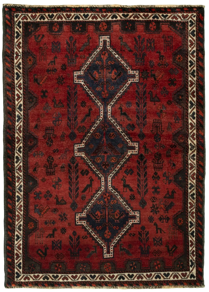Shiraz Tappeto persiano 160 x 110 Rosso (Iran) Annodato A Mano