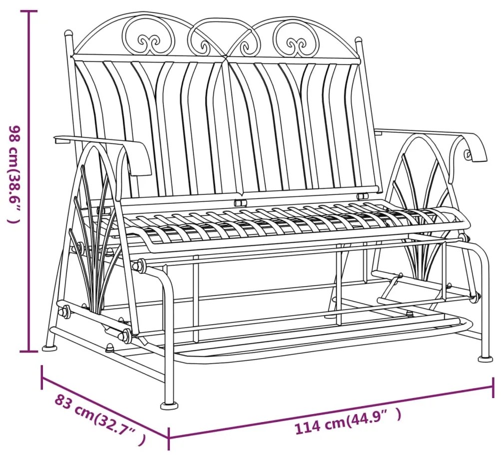 Panca Glider a 2 Posti 114 cm Nera in Acciaio