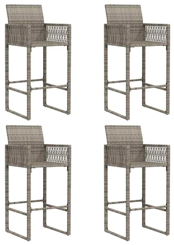 Set bar da giardino 5pz senza cuscini nero in polyrattan acacia