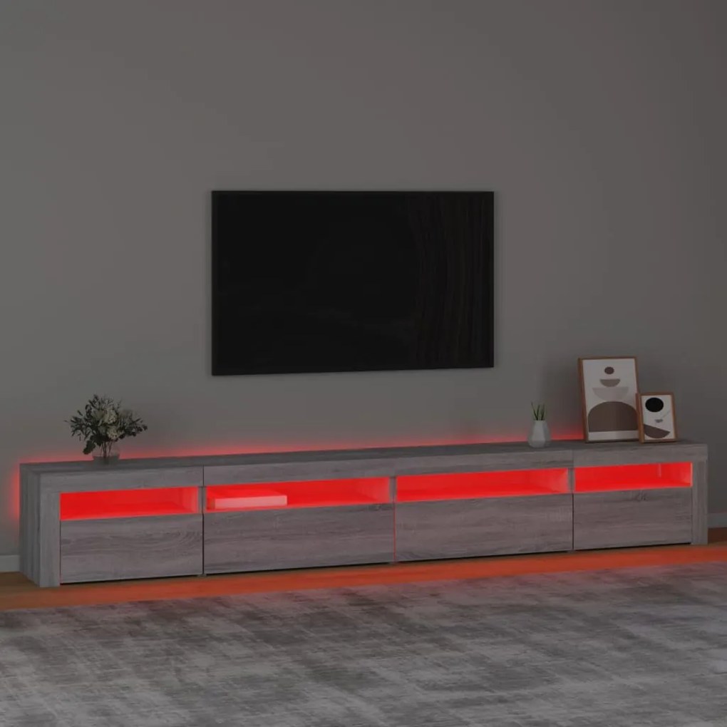 Mobile porta tv con luci led grigio sonoma 270x35x40 cm