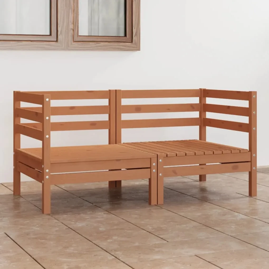 Divano da giardino a 2 posti miele in legno massello di pino