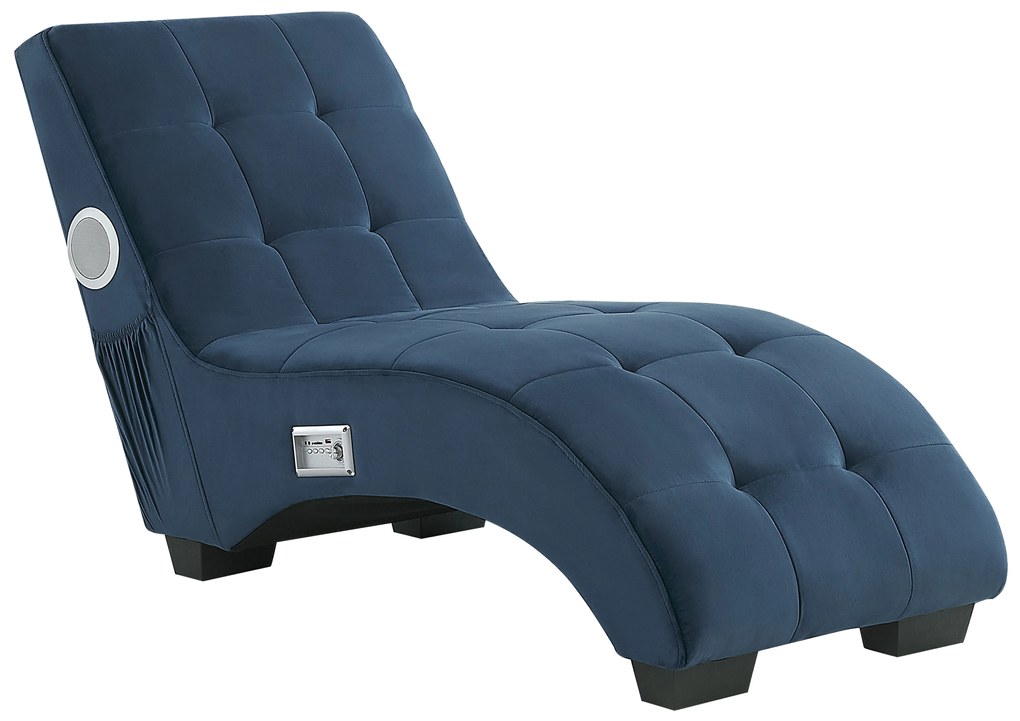 Chaise longue velluto blu con casse bluetooth SIMORRE Beliani