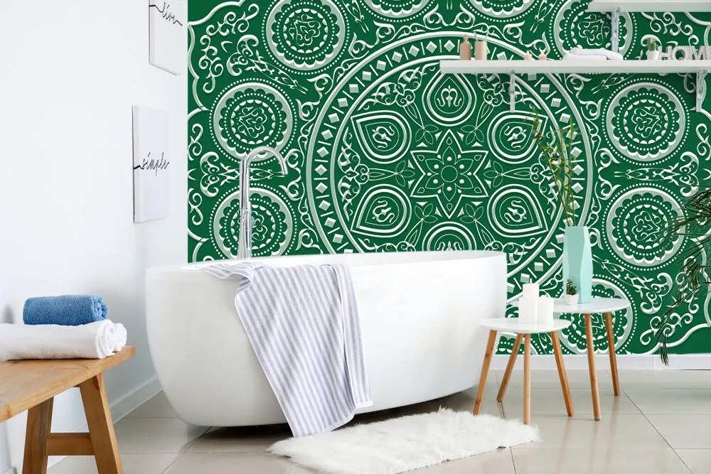 Carta da parati – Mandala etnica delicata in verde