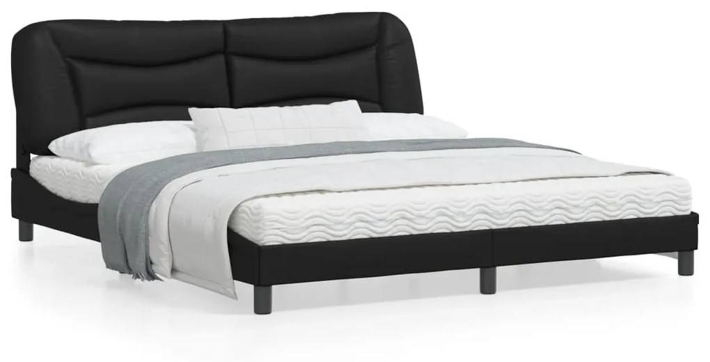 Giroletto Con Testiera Nero 180x200 Cm İn Similpelle /