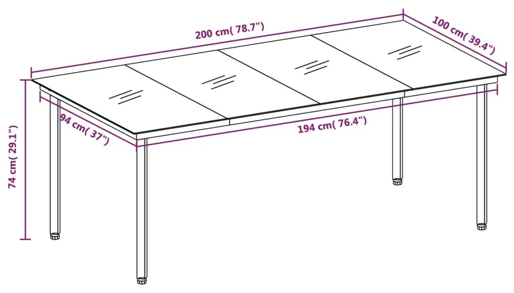 Set da Pranzo da Giardino 9 pz con Cuscini Beige