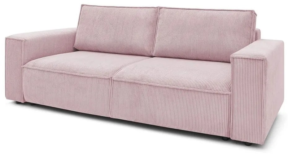 Divano letto in velluto a coste rosa chiaro 245 cm Nihad - Bobochic Paris