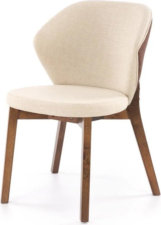 Sedia K583 in legno massello noce con seduta beige – 57x63x81 cm
