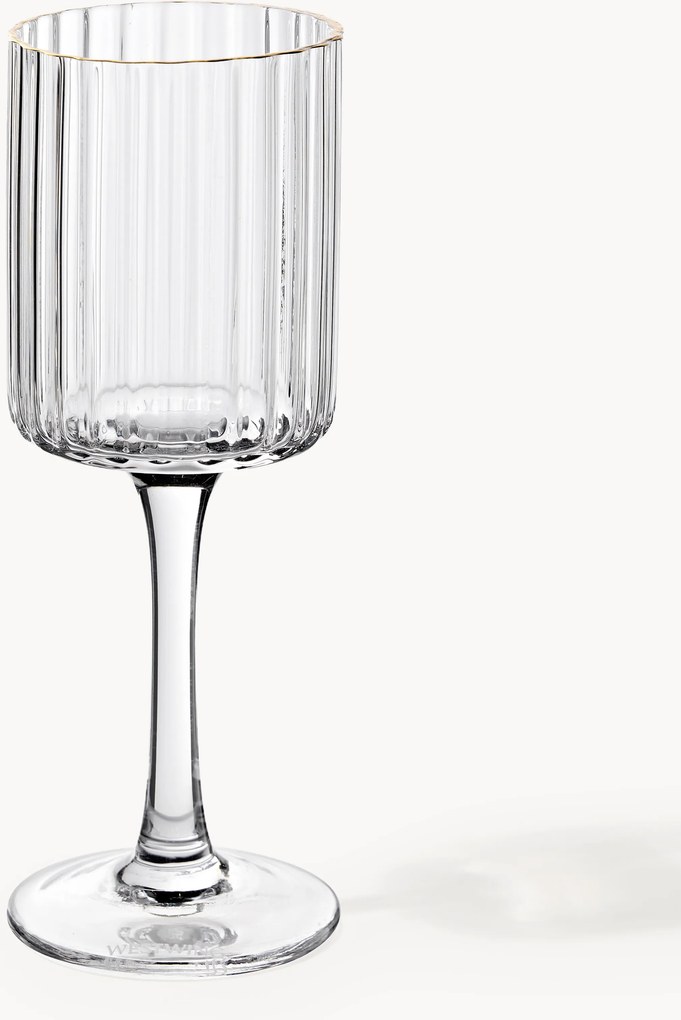 Set di 4 bicchieri da liquore in vetro soffiato con bordo dorato Aleo