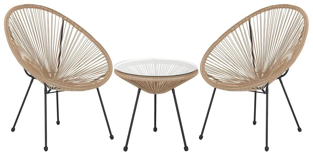Set tavolo e sedie da balcone spaghetti beige ACAPULCO II Beliani