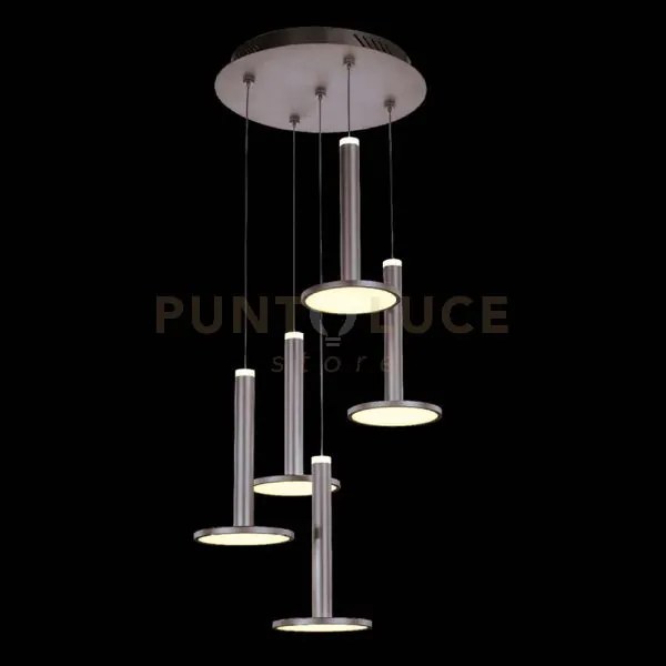 Tua, lampada a sospensione 5 luci, nichel satinato, led/45w 3000k 4...