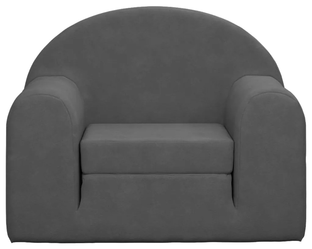 Divano letto per bambini antracite in morbido peluche