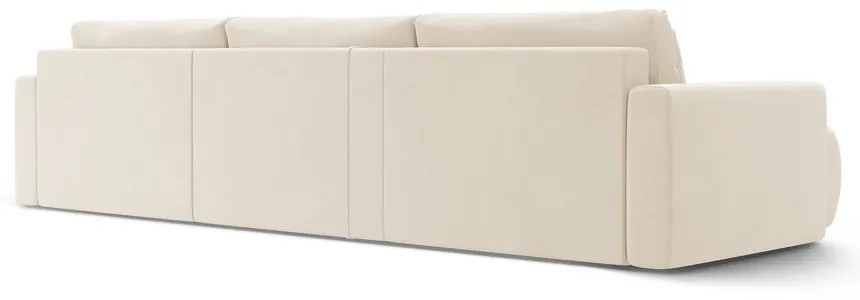 Divano angolare beige allungabile con contenitore (a U) e rivestimento in velluto Belfast – Cosmopolitan Design