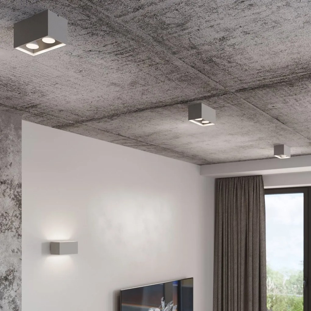 Applique Rettangolare da soffitto 2xGU10 QUAD in alluminio