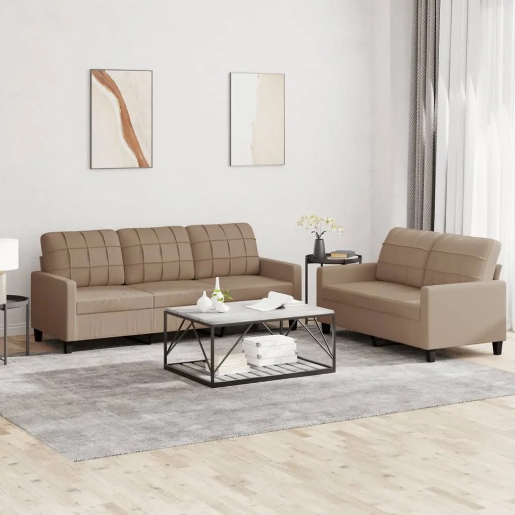 Set Di Divani 2 Pz Con Cuscini Cappuccino İn Similpelle /