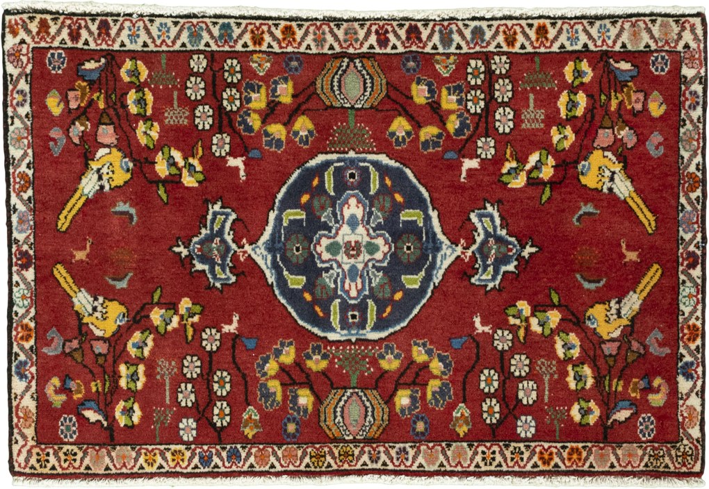 Shiraz Tappeto persiano 90 x 60 Rosso (Iran) Annodato A Mano