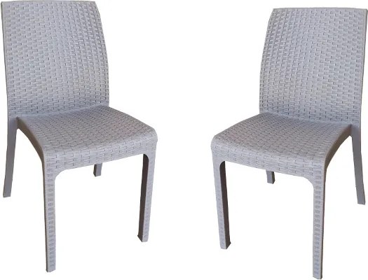 Sedia impilabile in polipropilene effetto rattan VIRGINIA Tortora set 2 pezzi