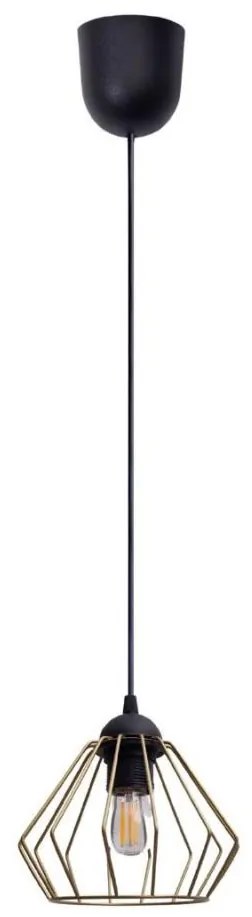 Lampadario a sospensione con filo CEED GOLD 1xE27/60W/230V diametro 17,5 cm nero/oro